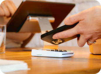 Paying by phone at a campus counter