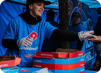 Domino's pizza sampling on campus